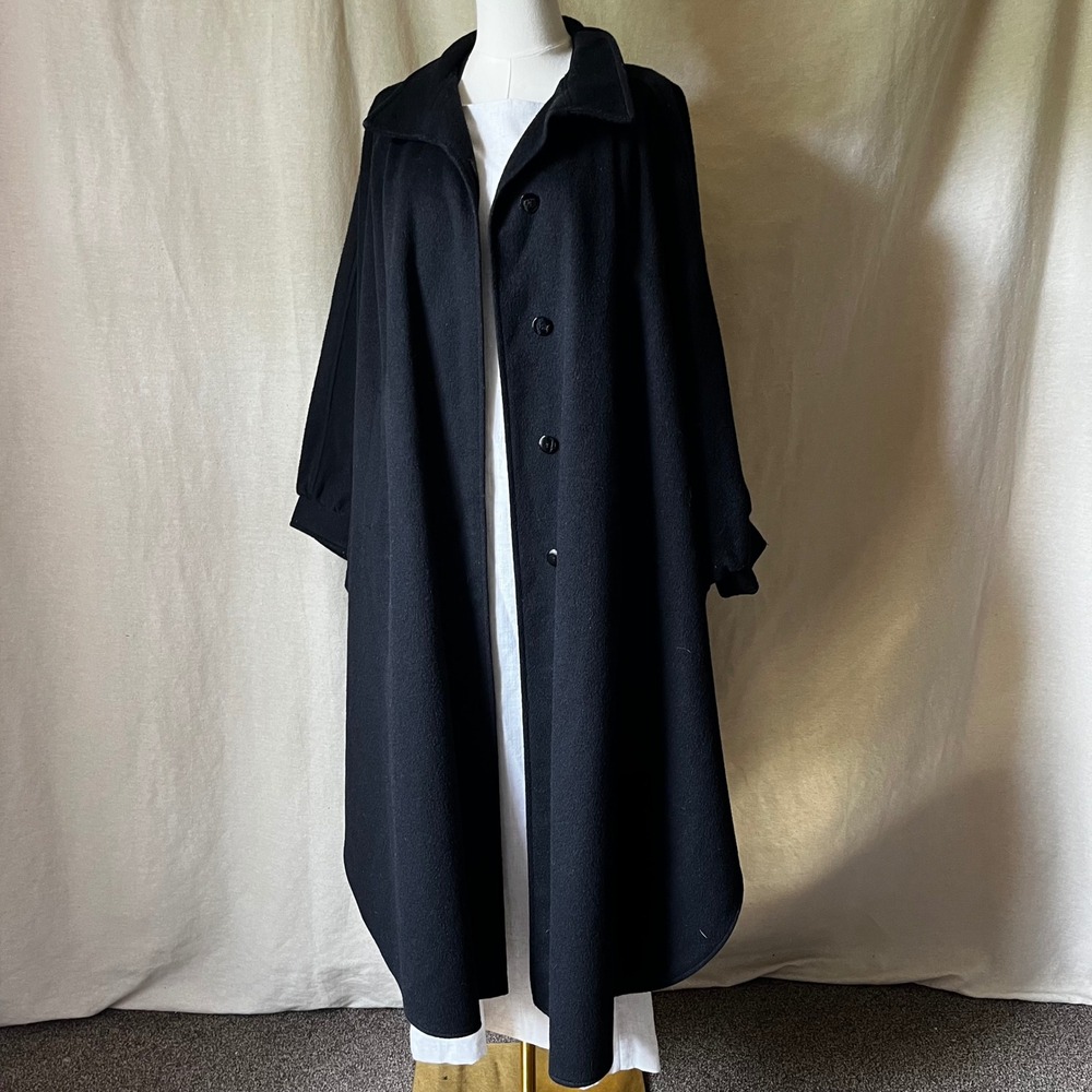 Echter Loden Austrian Wool Cape Coat Black Oversized Swing Coat 46 - Picture 8 of 8